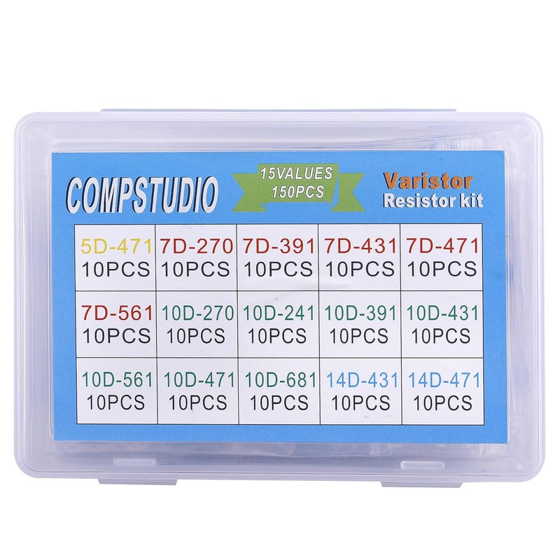 COMPSTUDIO 15Value 150Pcs Varistor Resistance kit 470V Voltage Dependent Resistors - Image 1